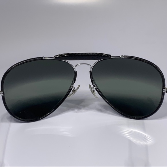 Vintage B&L Ray Ban 62mm Black Leather DGM Mirror Aviator Sunglasses - Picture 12 of 16